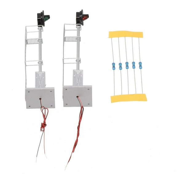 4 Pcs HO Scale Model Railroad Two-lights Searchlight Signal, Fine Metal Cabinet, Red/Green Light, Common Cathode Signals