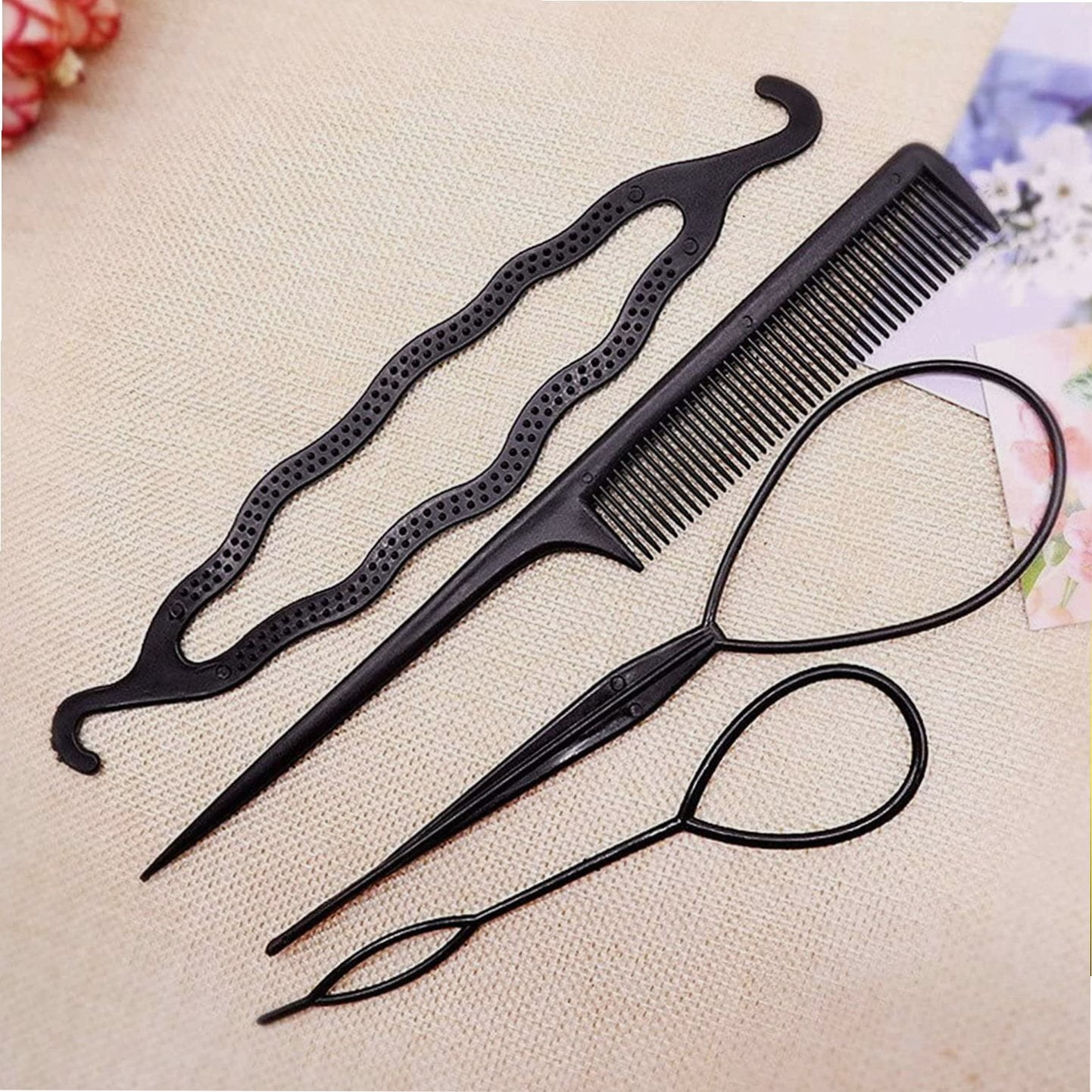 4 Pcs Hair Braiding Tool, DIY Hair Styling Tool Kit Ponytail Maker ...