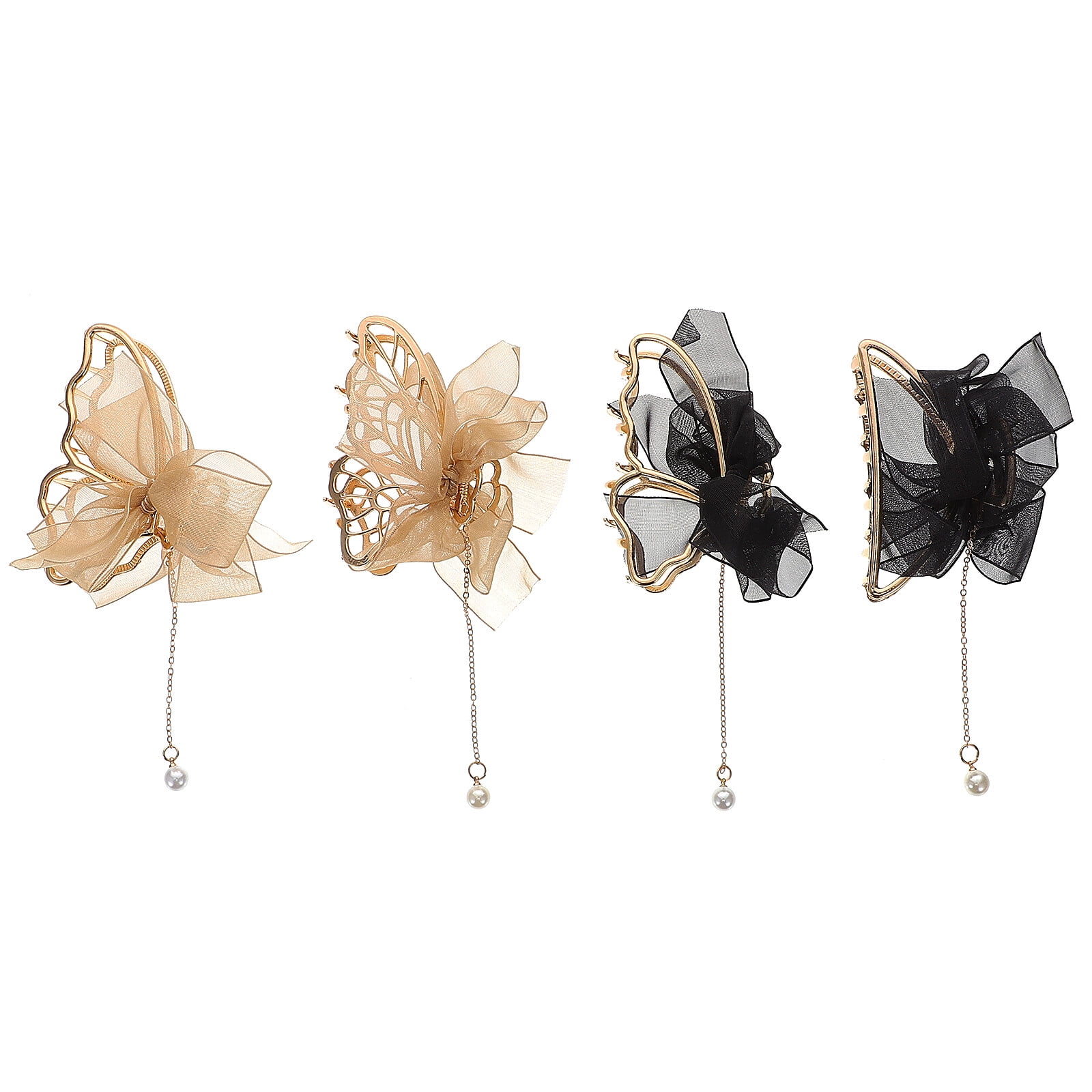 4 Pcs Hair Clip Women Claws Butterflies Clips Barrettes Korean Fashion Pearl Big Butterfly