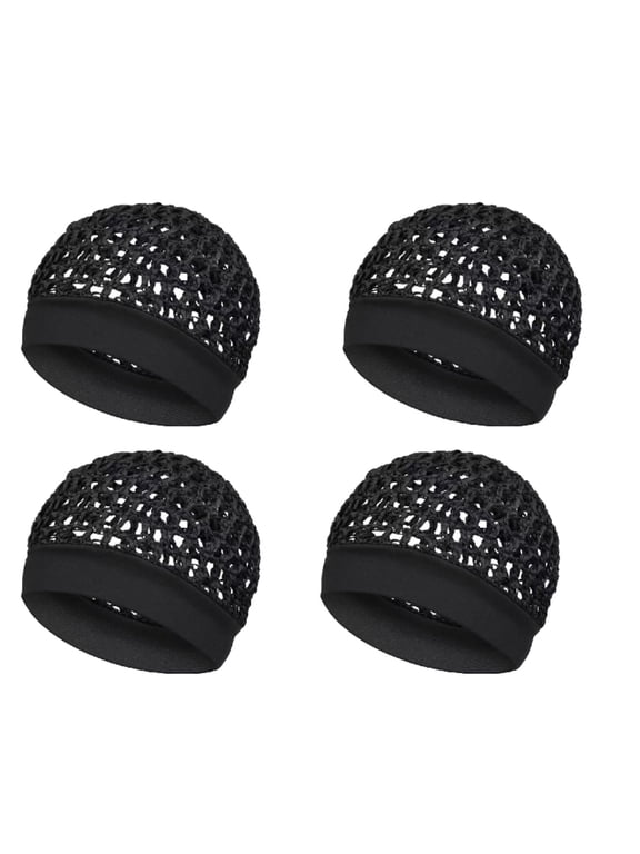4 Pcs Hair Net for Sleeping Women,Soft Knit Edge - No Marks,Breathable Mesh,Black