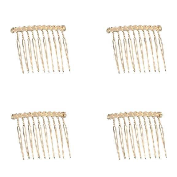 4 Pcs Hair Side Comb 10 Teeth Elegant Small Veil Wire Metal Hair Clips Twist Hair Barrettes Accessories for Women Girls Bridal Wedding Parties Hair Decorative Supplies (KC Gold)