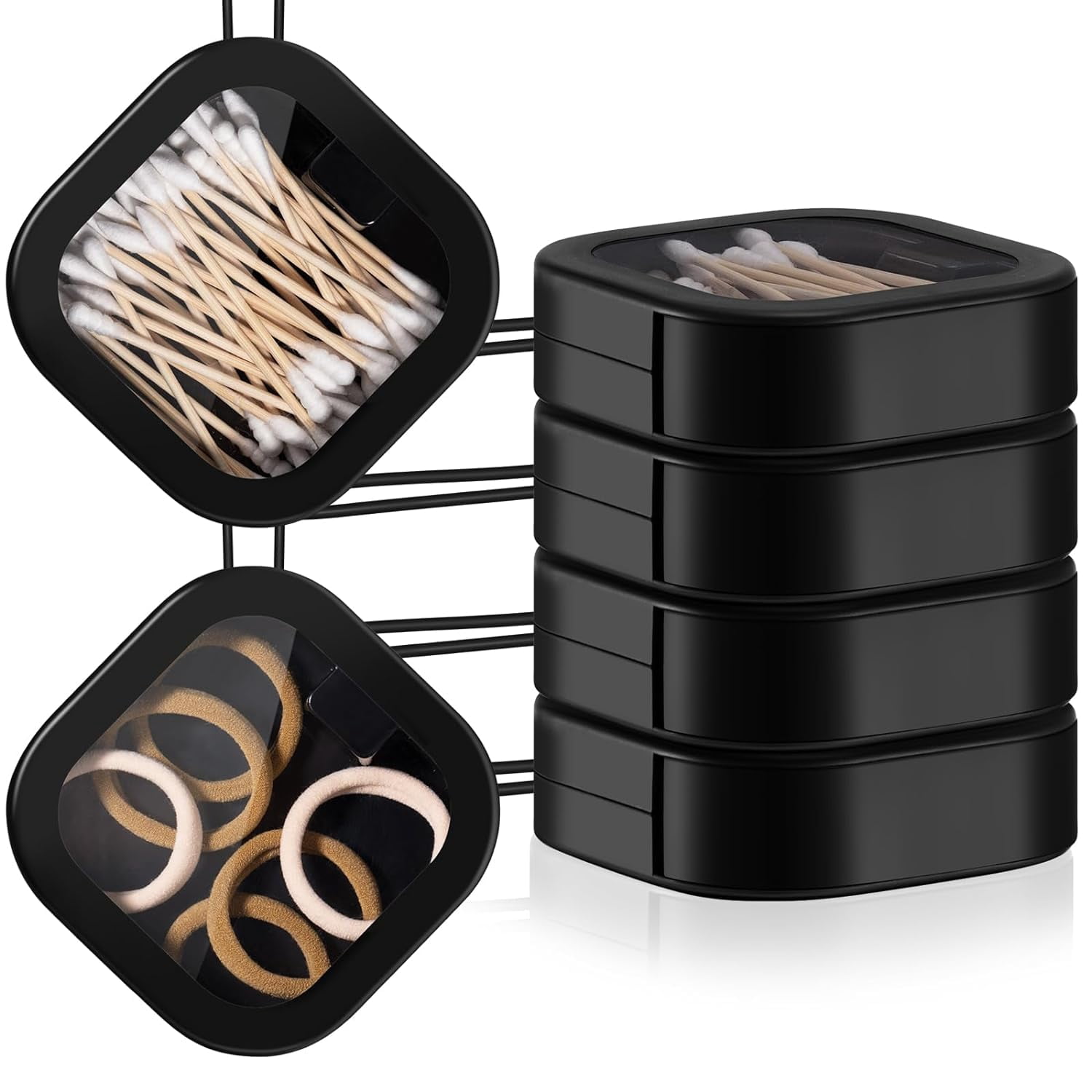 4 Pcs Hair Tie Organizer Portable Hair Accessory Storage Containers ...