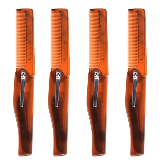 Pawsdot Coffee Plastic Folding Comb for Male Hairdressing and Styling 4Pcs
