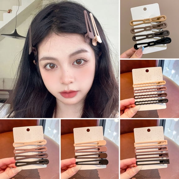 4 Pcs Hairpins Hollow Out Long Waved Straight Solid Color Anti-slip Reusable Lightweight Bangs Clips Side Clips Women Hair Accessories