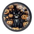 thumbnail image 1 of 4 Pcs Halloween Black Cat Knobs for Kitchen Cabinet Cupboard Dresser Bookcase Drawer Pulls Handles Round Home Decor, 1 of 8