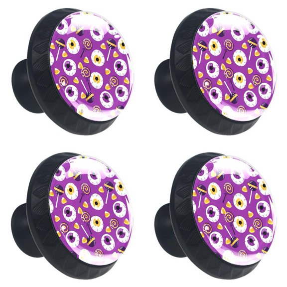 4 Pcs Halloween Knobs for Kitchen Cabinet Cupboard Dresser Bookcase Drawer Pulls Handles Round Home Decor