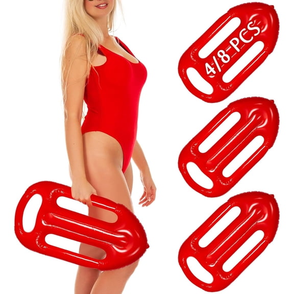 4 Pcs Halloween Pool Float Lifeguard Float Lifeguard Inflatable Float Prop Red Guard Costume Rescue Accessory Lifeguard Buoy Float Inflatable Life Saver Float for Women Men Pool Party Dress