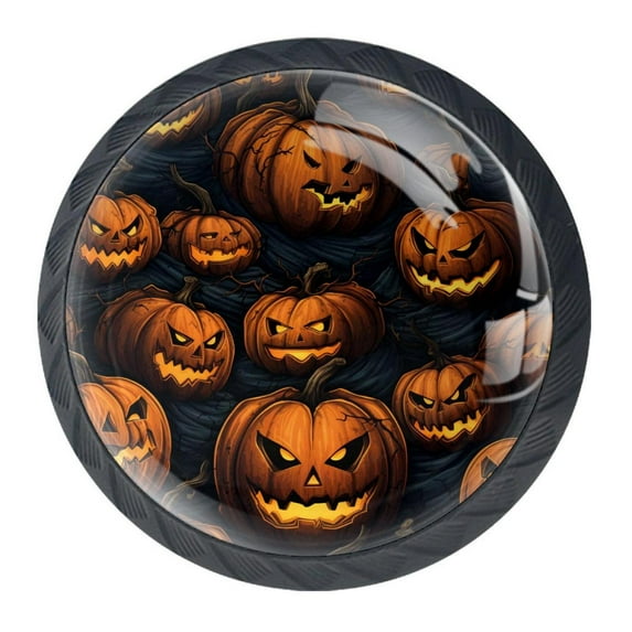 4 Pcs Halloween Pumpkin Knobs for Kitchen Cabinet Cupboard Dresser Bookcase Drawer Pulls Handles Round Home Decor