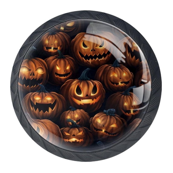 4 Pcs Halloween Pumpkin Knobs for Kitchen Cabinet Cupboard Dresser Bookcase Drawer Pulls Handles Round Home Decor