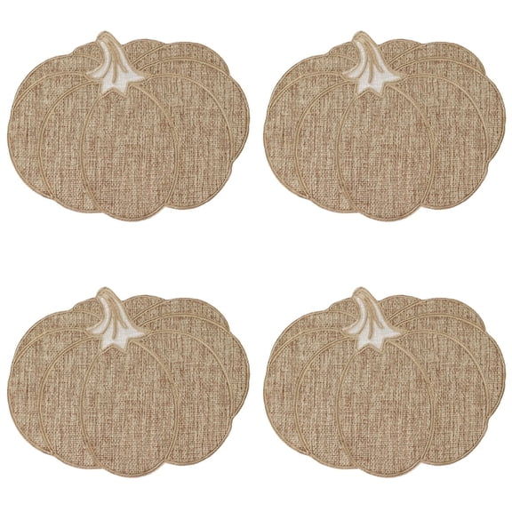 BVIEAKD Fall Placemats Set of 4 – Pumpkin Placemats for Thanksgiving Halloween Natural Color, Polyester Harvest Placemats for Fall Autumn Decorations
