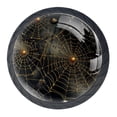 thumbnail image 1 of 4 Pcs Halloween Spider Web Knobs for Kitchen Cabinet Cupboard Dresser Bookcase Drawer Pulls Handles Round Home Decor, 1 of 8