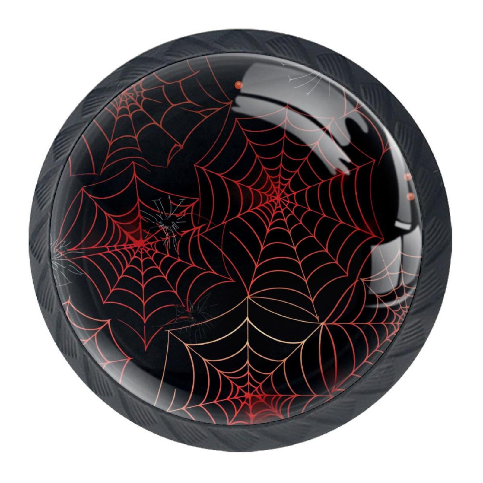 4 Pcs Halloween Spider Web Knobs for Kitchen Cabinet Cupboard Dresser Bookcase Drawer Pulls Handles Round Home Decor