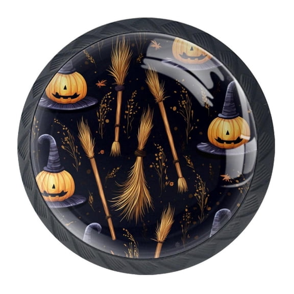 4 Pcs Halloween Witch Hat Knobs for Kitchen Cabinet Cupboard Dresser Bookcase Drawer Pulls Handles Round Home Decor