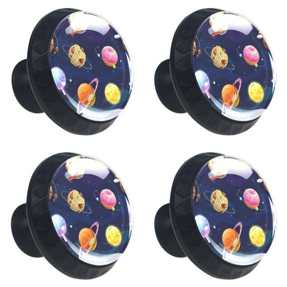 4 Pcs Hamburg Doughnut Planets Knobs for Kitchen Cabinet Cupboard Dresser Bookcase Drawer Pulls Handles Round Home Decor