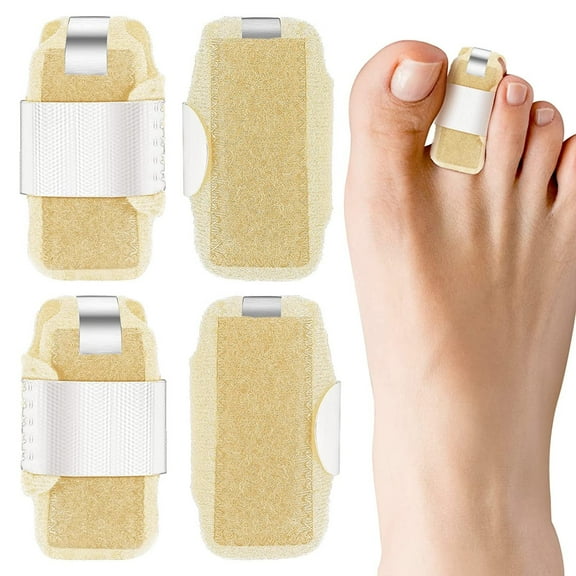 4 Pcs Hammer Toe Straightener,Happon Breathable Hammer Toe Straightener Fracture Claw Toe Fixation Corrector Strap Toe Protector Splint(Beige)