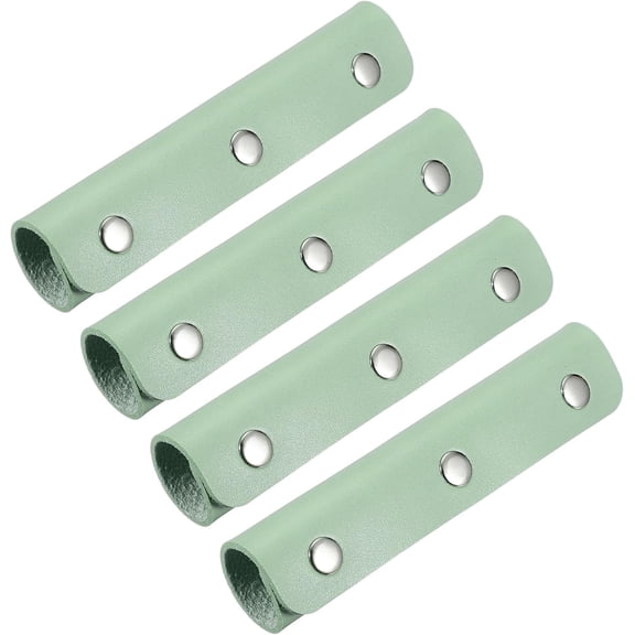 4 Pcs Handbag Handle Cover, Leather Luggage Wraps, Purse Strap Cover Grip Protector Fine Texture Silver Buckle for Tote Bag Suitcase, Turquoise