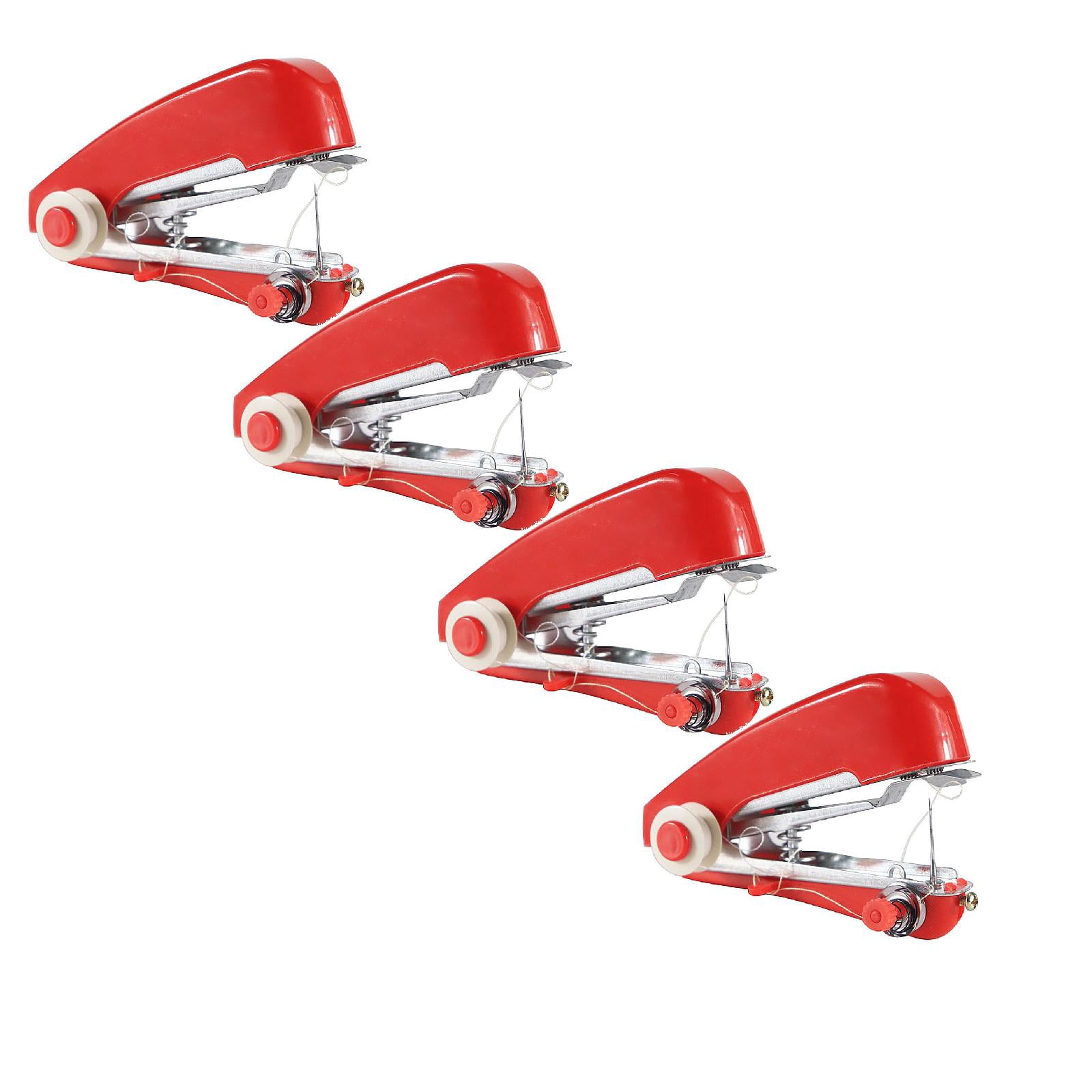 4 Pcs Handheld Sewing Machine,Mending Machine,Single Thread Machine For Quick Repairs,Portable Handheld Sewing Machine,Small Manual Sewing Machine,Small Stitching Machine For Home Travel,Red