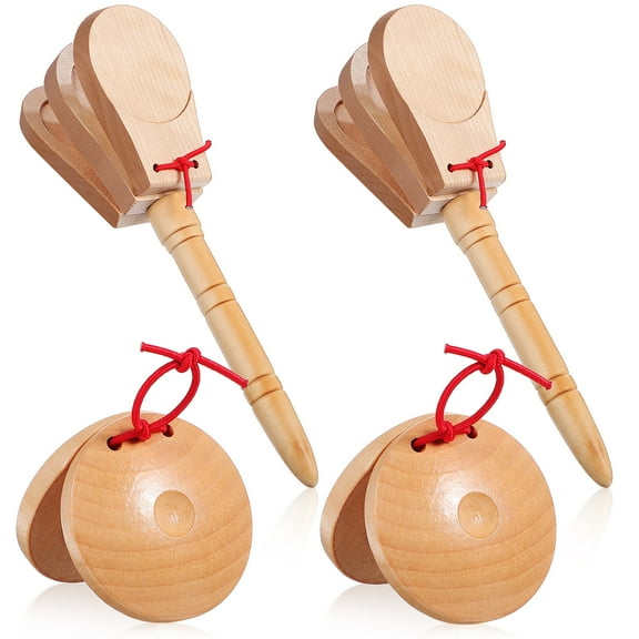 HOMEMAXS Beige Wooden Finger Castanets for Adults Premium Percussion Instrument Suitable for Playing