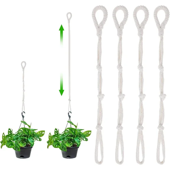 4 Pcs Hanging Chains Plant Hanger Extender Indoor Hanging Planter Connectable Hanging Plant Extender Rope Plant Hanger Plant Extenders for Hanging Baskets Outdoor Plant Pot Decoration(Beige)