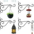 thumbnail image 1 of 4 Pcs Hanging Plant Bracket,10 inch Metal Wall Planter Hanger Hooks for Hanging Plants Flower Baskets Wind Chimes Bird Feeders, Indoor Outdoor Rustic Home Decor（Black）, 1 of 7