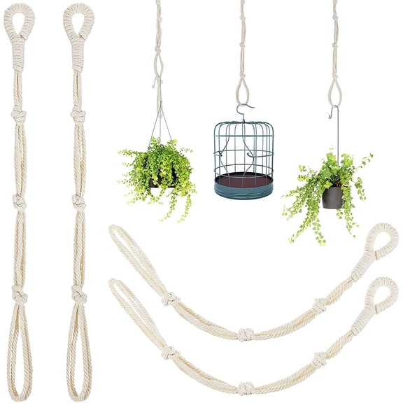4 Pcs Hanging Plant Extender Macrame Plant Hanger Extender Large Hanging Rope for Spring Wall Holders Indoor Outdoor Home Decor