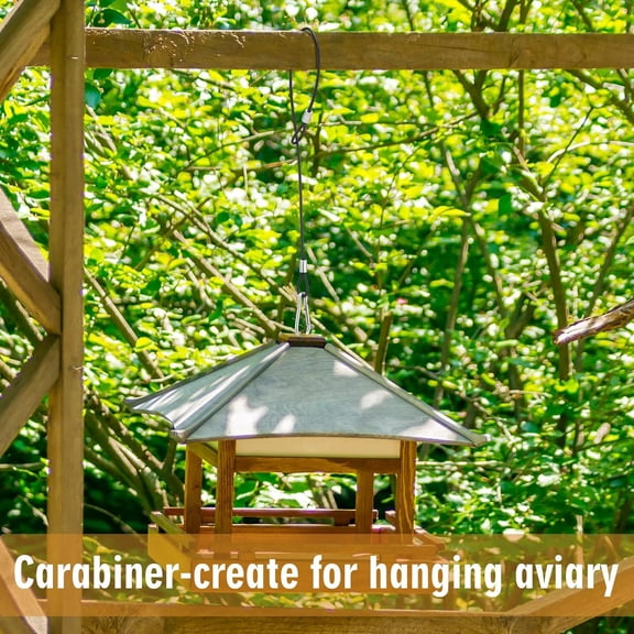 4 Pcs Hanging Steel Cable with Carabiner Hook, 18in Hanging Chain Cable Rope Bird Feeder Hanger for Bird Feeders, Tree, Planters, Lanterns, Yard Christmas Decorations$$Garden & Patio
