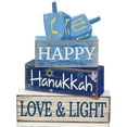 thumbnail image 1 of 4 Pcs Hanukkah Table Decorations Chanukah Tiered Tray Decor Dreidel Star of David Wooden Block Signs Blue and White Jewish New Year Judaism Hanukkah Decor for Home Kitchen Mantel Party, 1 of 16