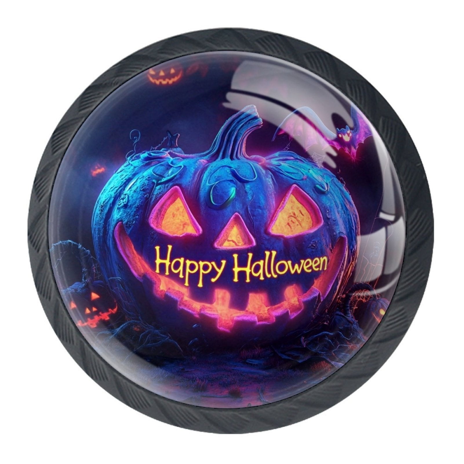 4 Pcs Happy Halloween Knobs for Kitchen Cabinet Cupboard Dresser Bookcase Drawer Pulls Handles Round Home Decor