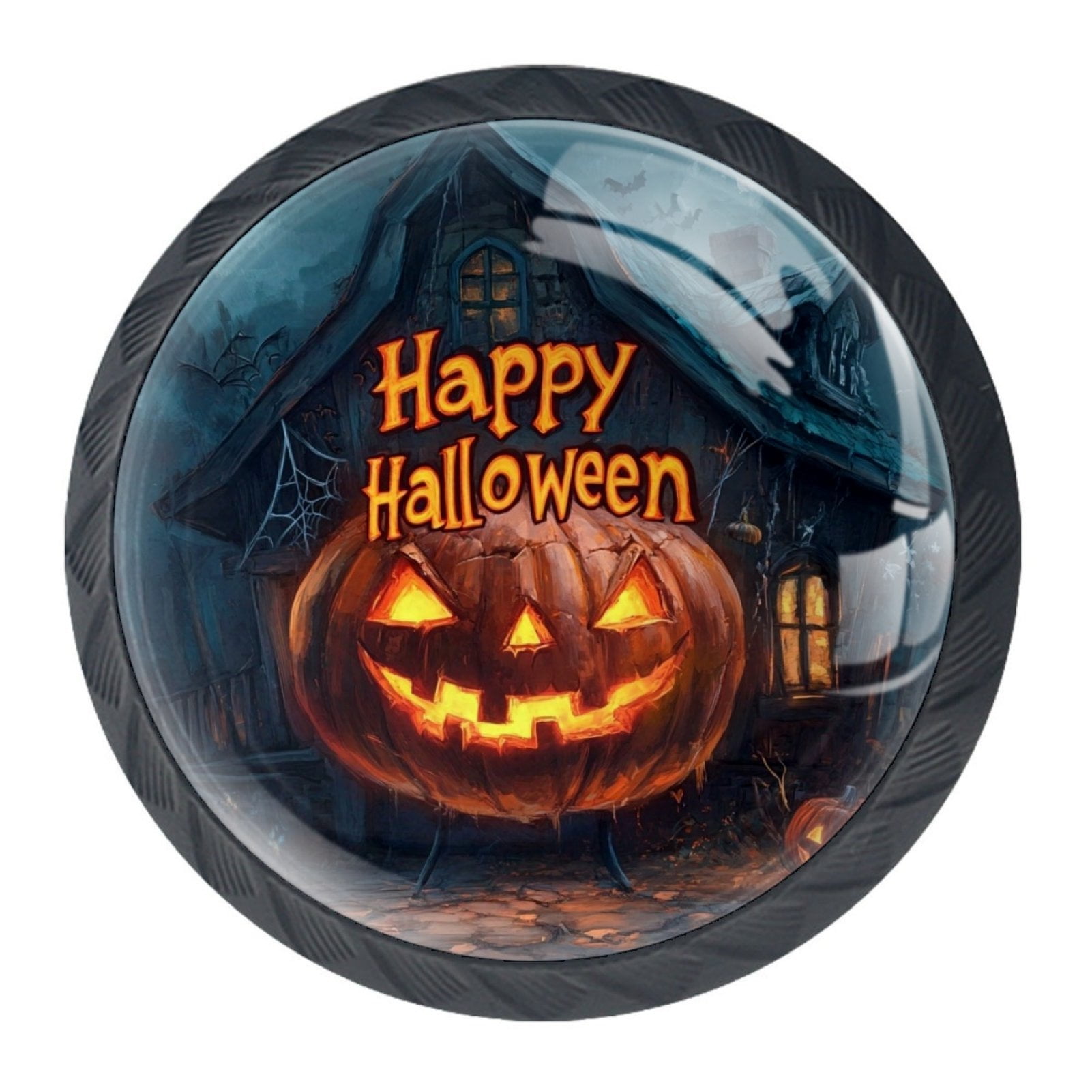 4 Pcs Happy Halloween Knobs for Kitchen Cabinet Cupboard Dresser Bookcase Drawer Pulls Handles Round Home Decor