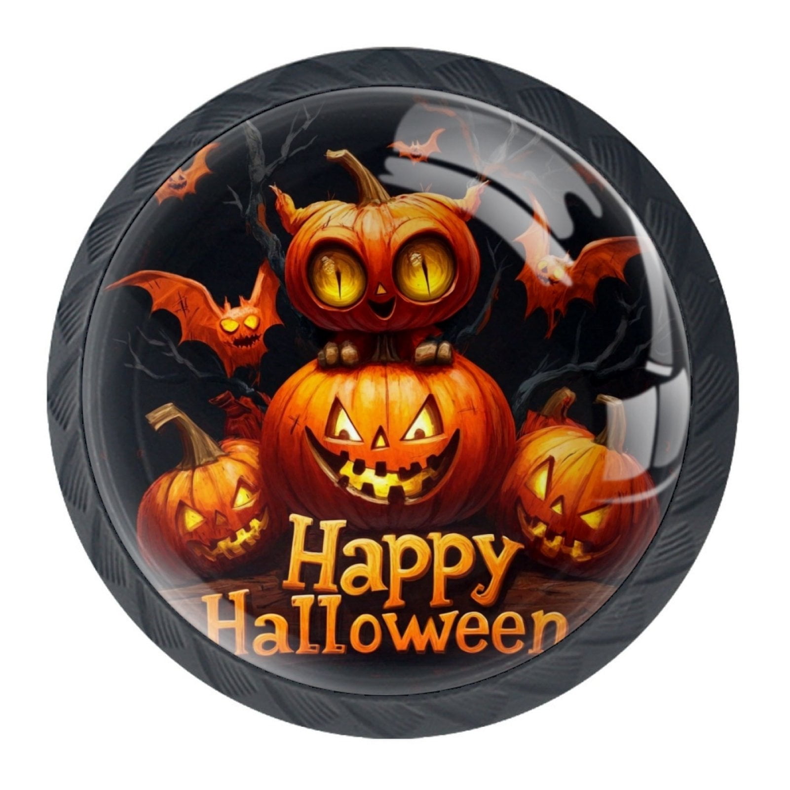 4 Pcs Happy Halloween Knobs for Kitchen Cabinet Cupboard Dresser Bookcase Drawer Pulls Handles Round Home Decor