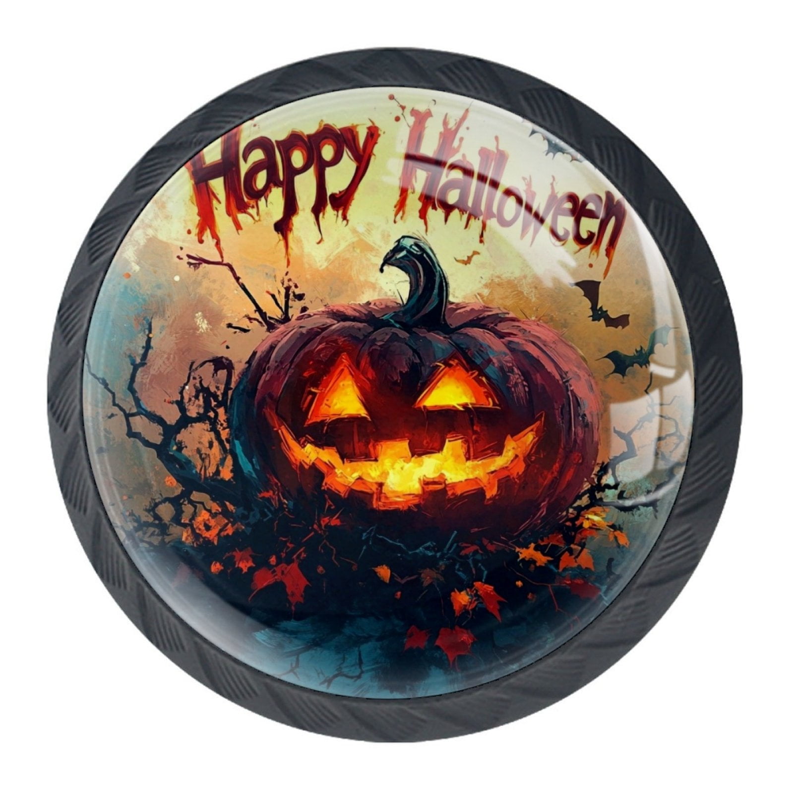 4 Pcs Happy Halloween Knobs for Kitchen Cabinet Cupboard Dresser Bookcase Drawer Pulls Handles Round Home Decor