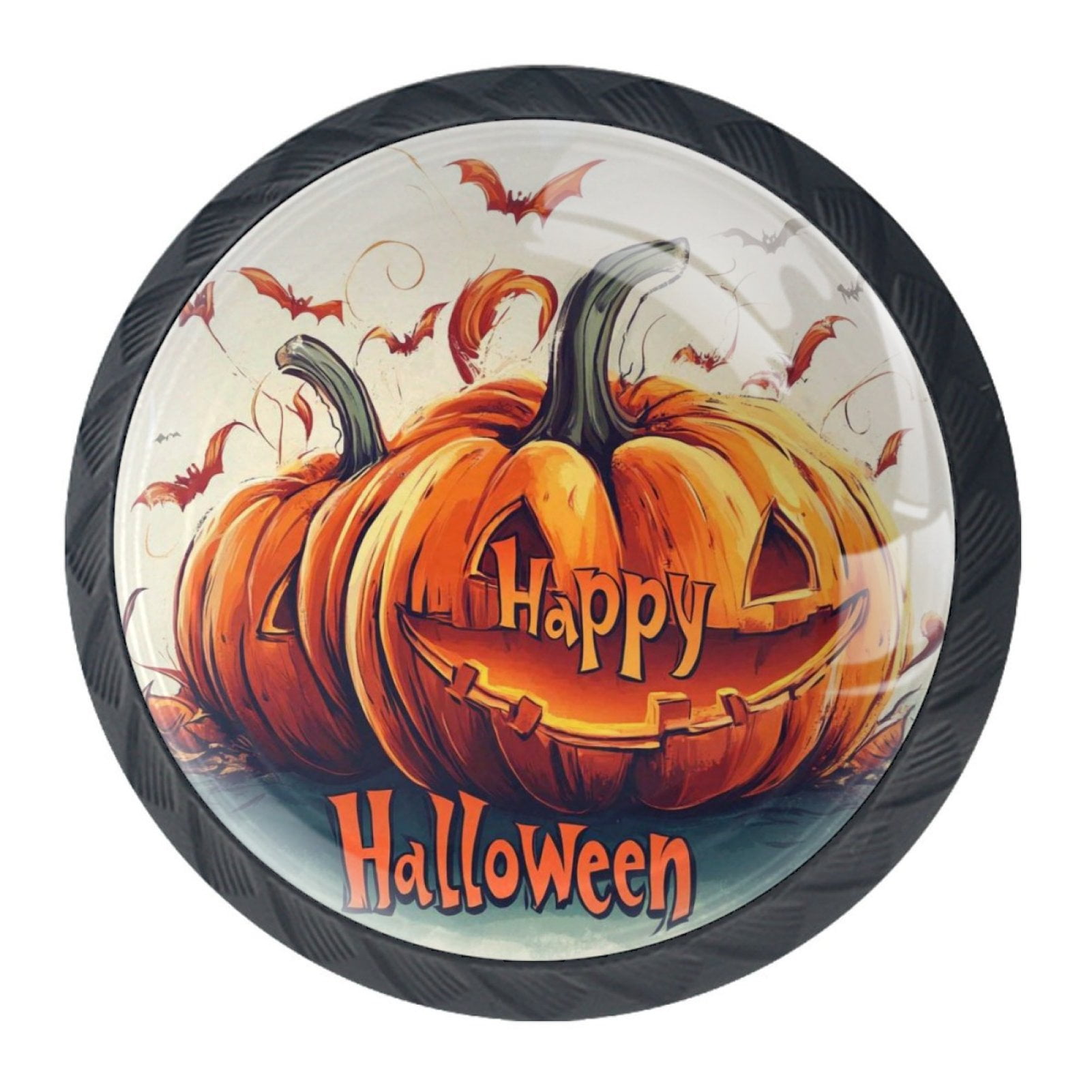 4 Pcs Happy Halloween Knobs for Kitchen Cabinet Cupboard Dresser Bookcase Drawer Pulls Handles Round Home Decor