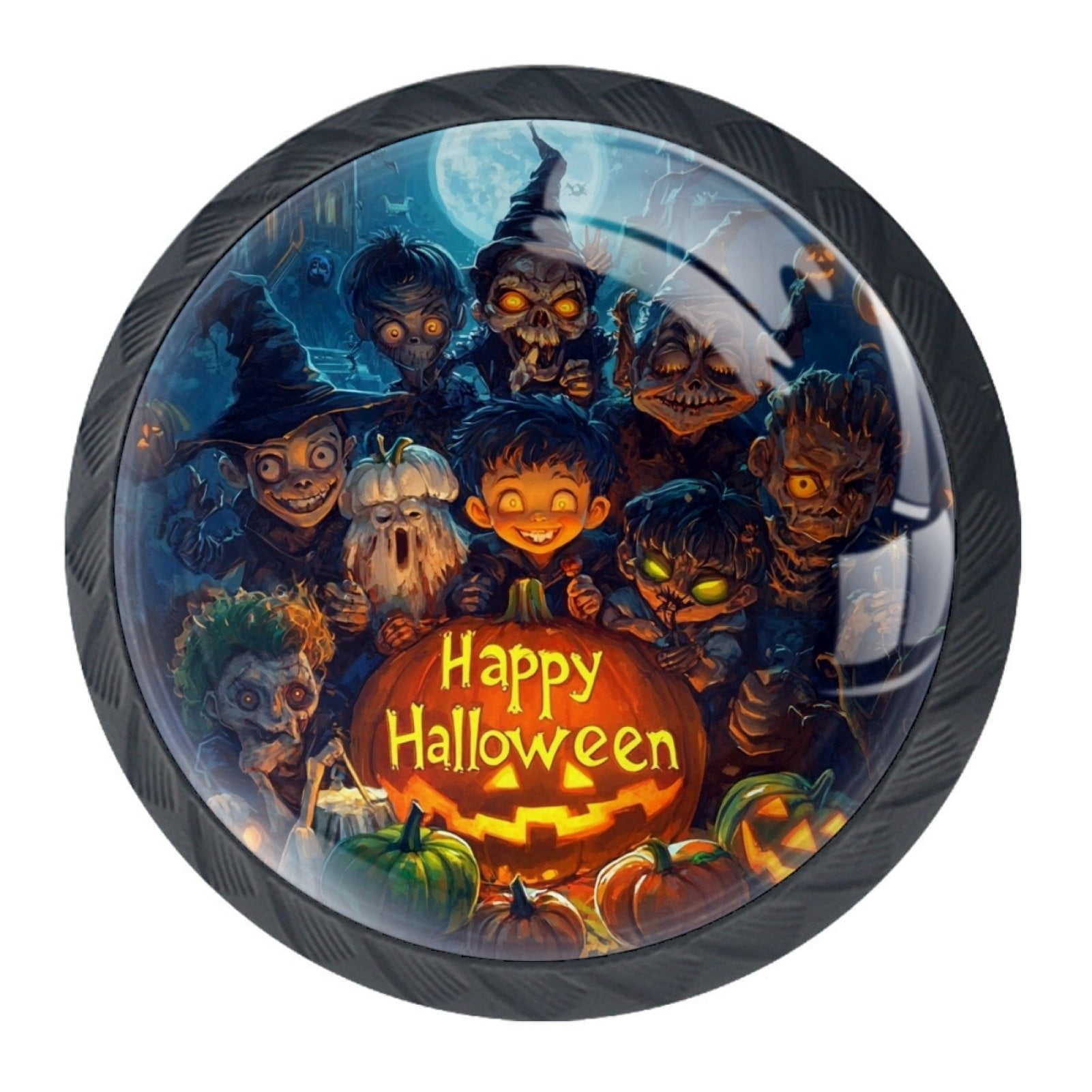 4 Pcs Happy Halloween Knobs for Kitchen Cabinet Cupboard Dresser Bookcase Drawer Pulls Handles Round Home Decor