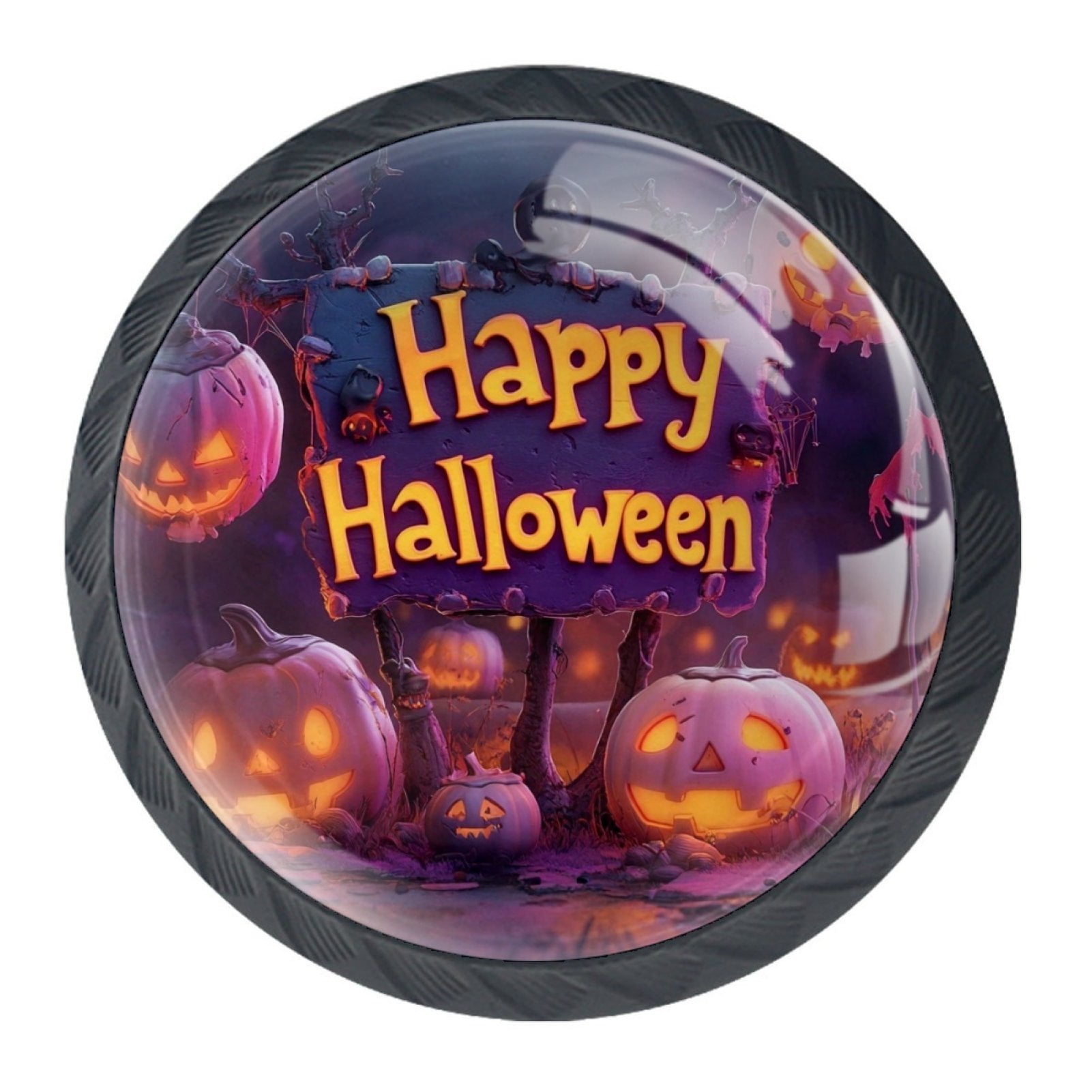 4 Pcs Happy Halloween Knobs for Kitchen Cabinet Cupboard Dresser Bookcase Drawer Pulls Handles Round Home Decor