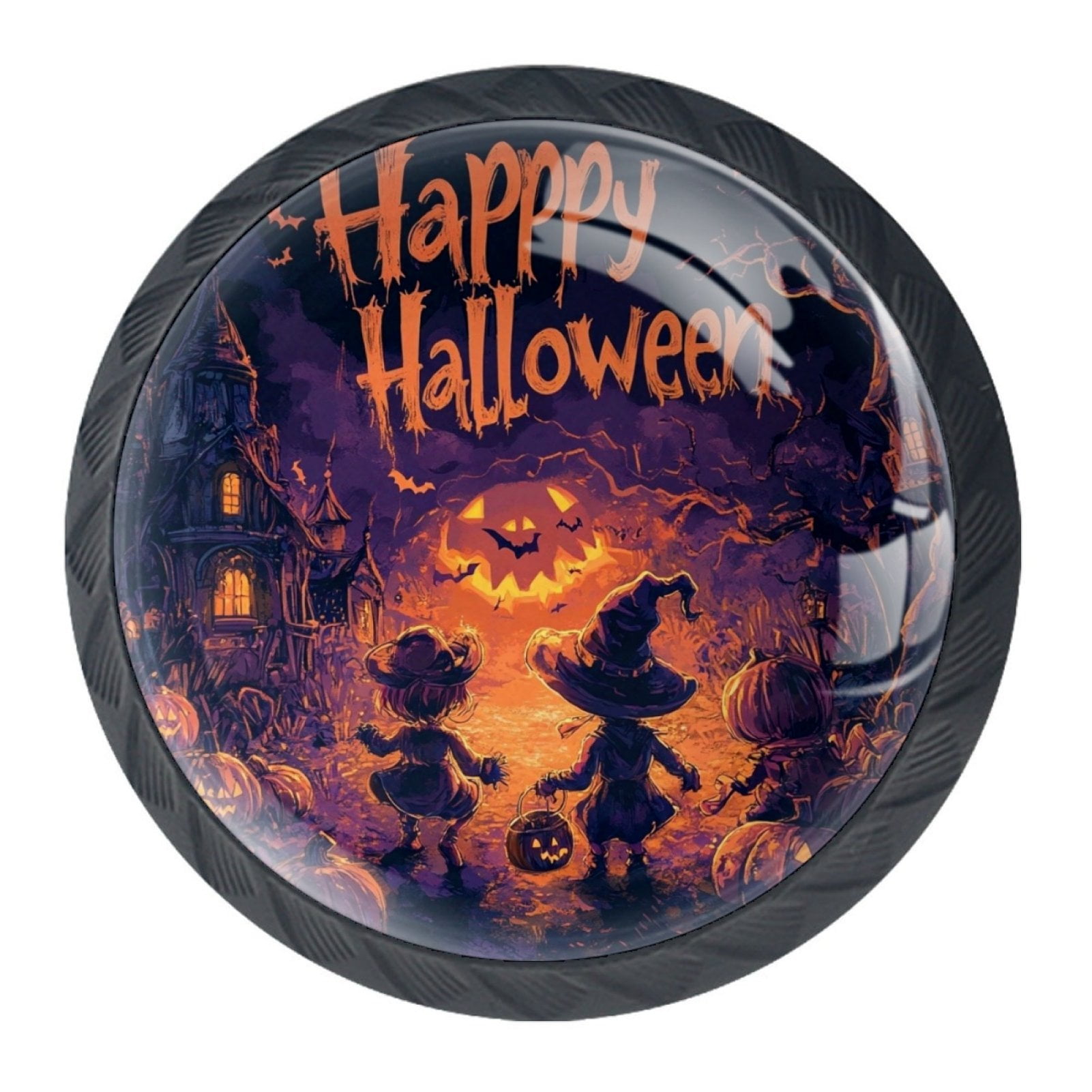 4 Pcs Happy Halloween Knobs for Kitchen Cabinet Cupboard Dresser Bookcase Drawer Pulls Handles Round Home Decor