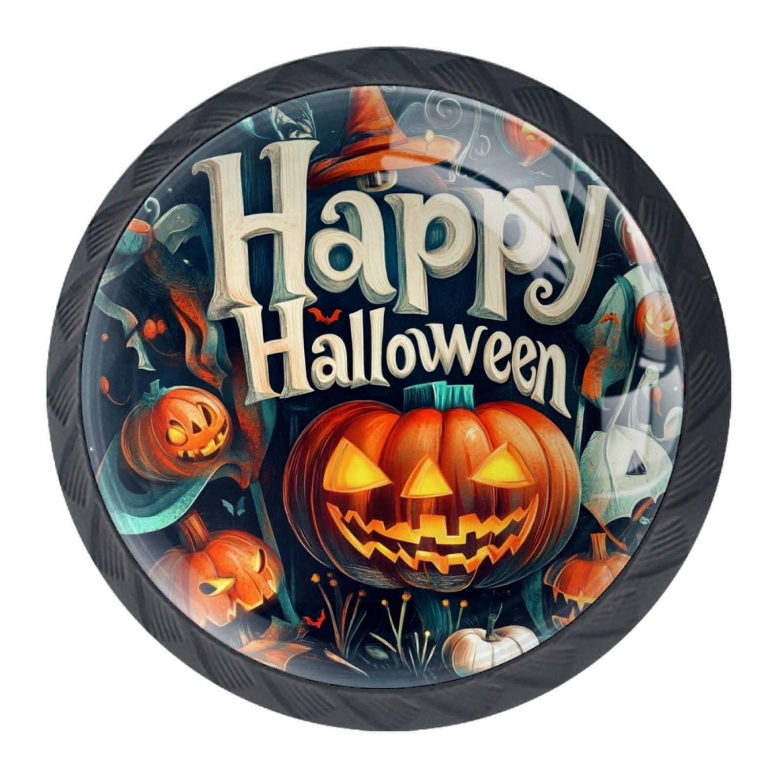 4 Pcs Happy Halloween Knobs for Kitchen Cabinet Cupboard Dresser Bookcase Drawer Pulls Handles Round Home Decor