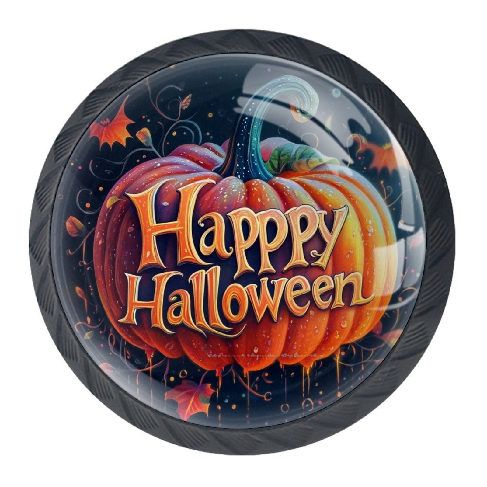 4 Pcs Happy Halloween Knobs for Kitchen Cabinet Cupboard Dresser Bookcase Drawer Pulls Handles Round Home Decor
