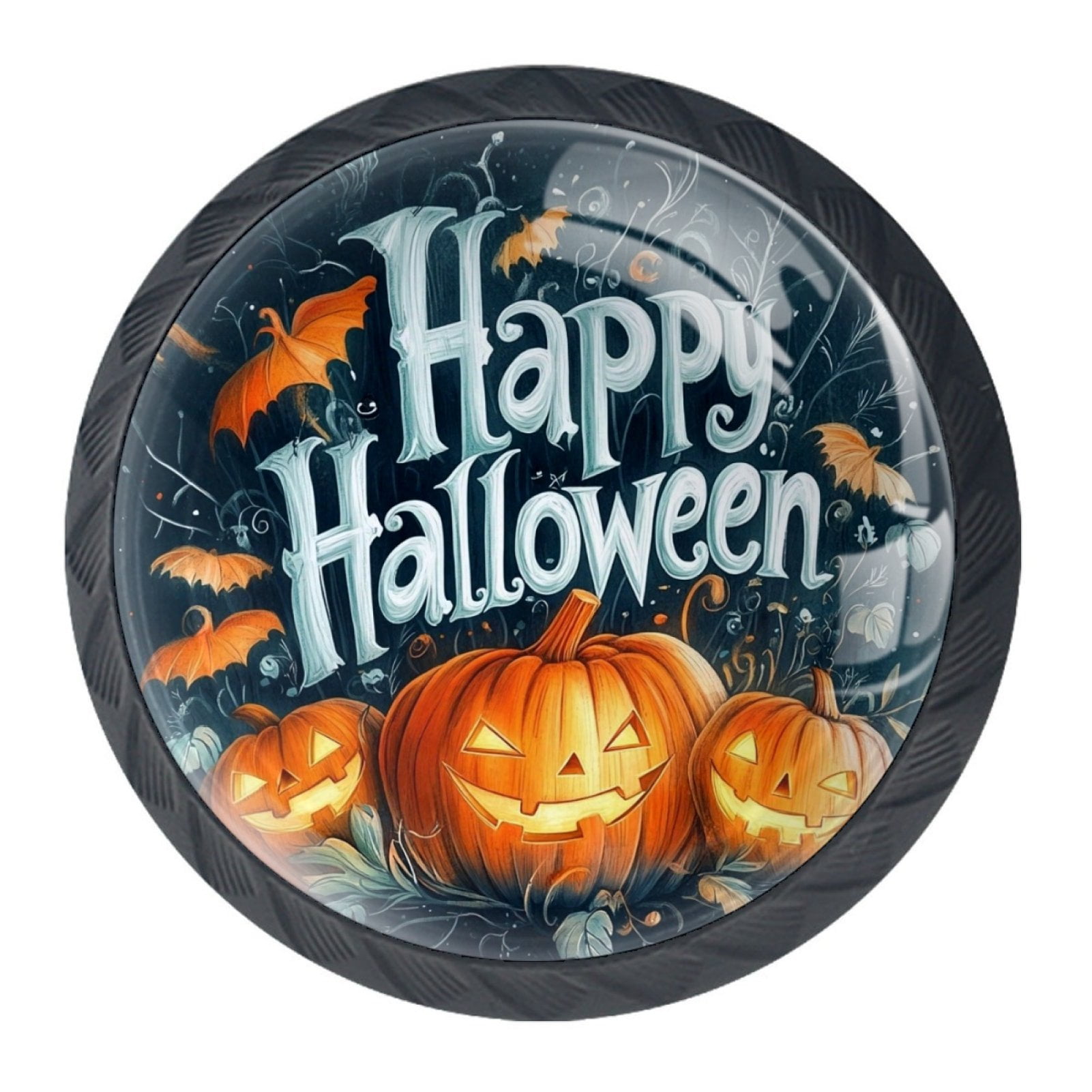 4 Pcs Happy Halloween Knobs for Kitchen Cabinet Cupboard Dresser Bookcase Drawer Pulls Handles Round Home Decor