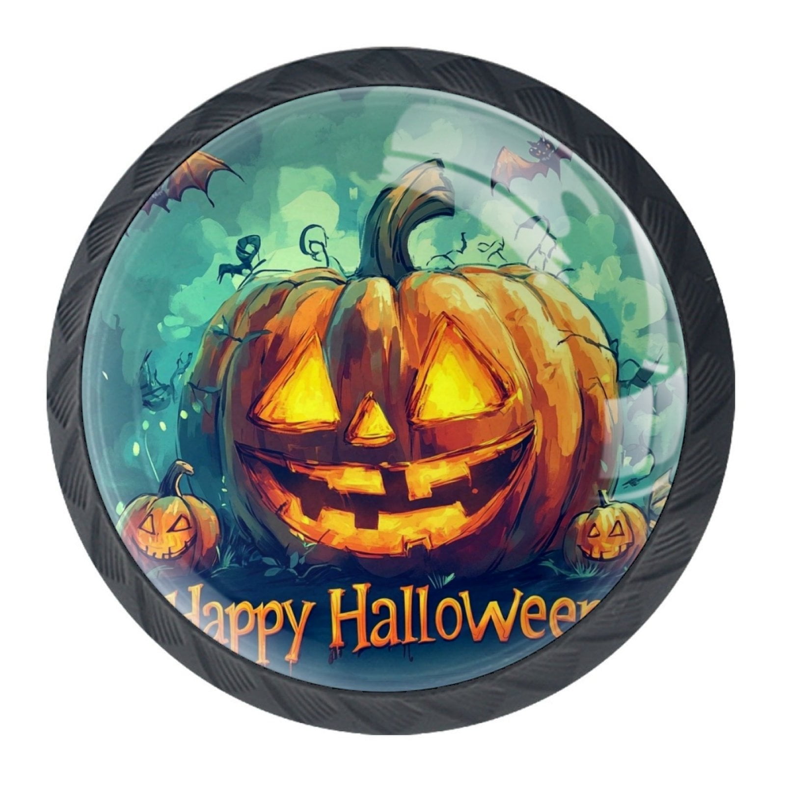4 Pcs Happy Halloween Knobs for Kitchen Cabinet Cupboard Dresser Bookcase Drawer Pulls Handles Round Home Decor
