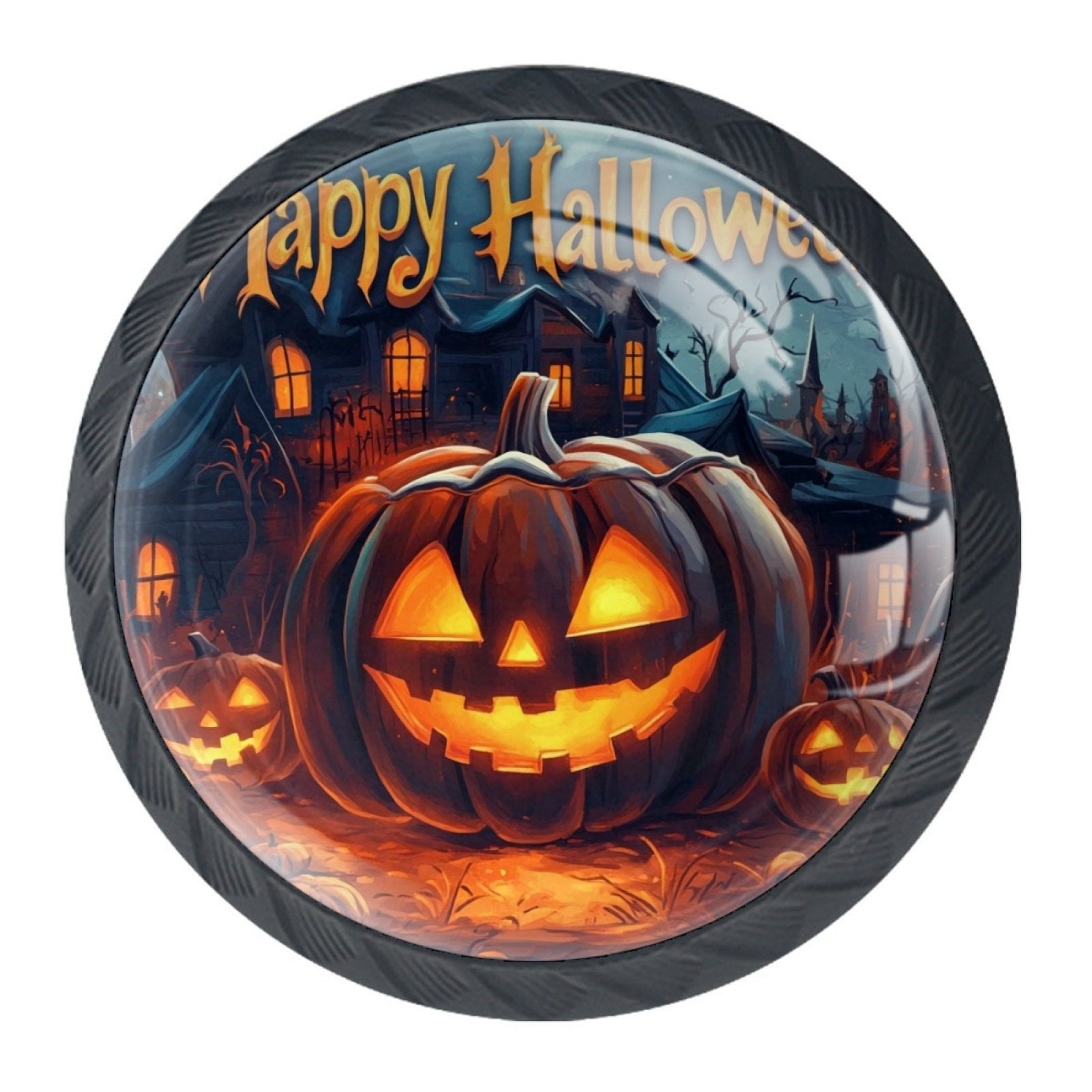 4 Pcs Happy Halloween Knobs for Kitchen Cabinet Cupboard Dresser Bookcase Drawer Pulls Handles Round Home Decor