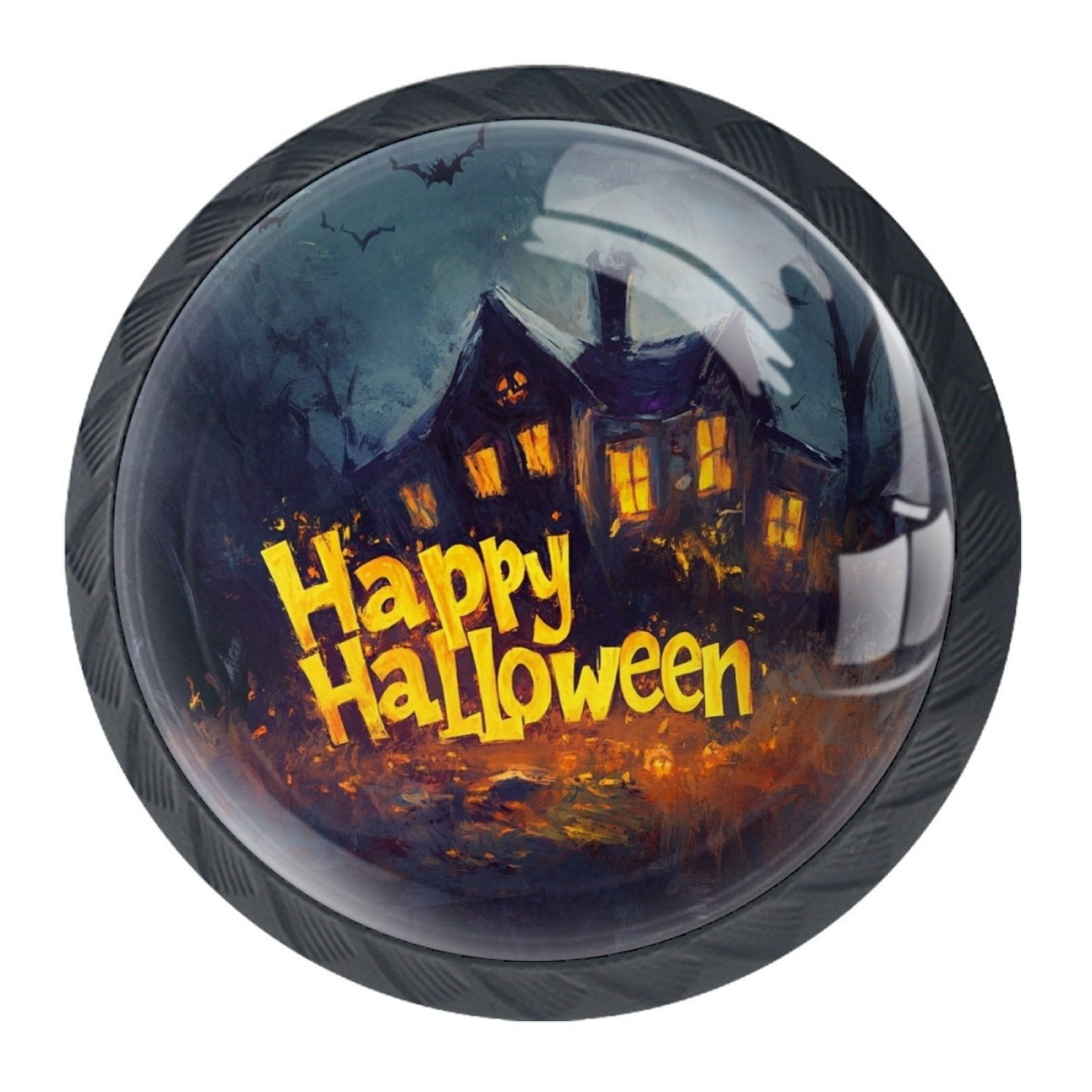 4 Pcs Happy Halloween Knobs for Kitchen Cabinet Cupboard Dresser Bookcase Drawer Pulls Handles Round Home Decor
