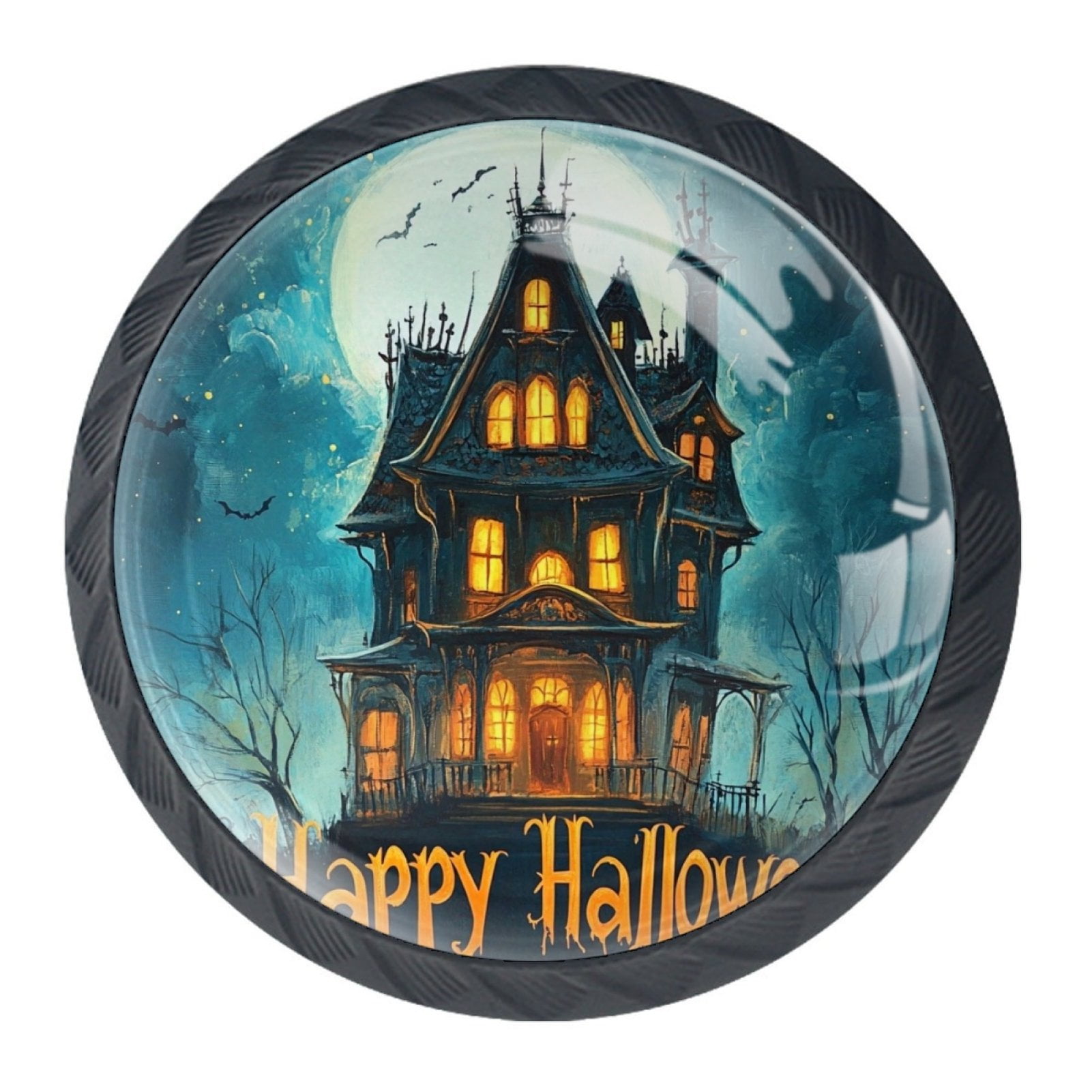 4 Pcs Happy Halloween Knobs for Kitchen Cabinet Cupboard Dresser Bookcase Drawer Pulls Handles Round Home Decor
