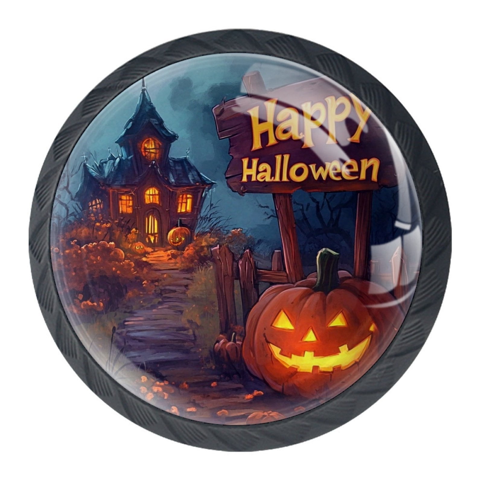 4 Pcs Happy Halloween Knobs for Kitchen Cabinet Cupboard Dresser Bookcase Drawer Pulls Handles Round Home Decor