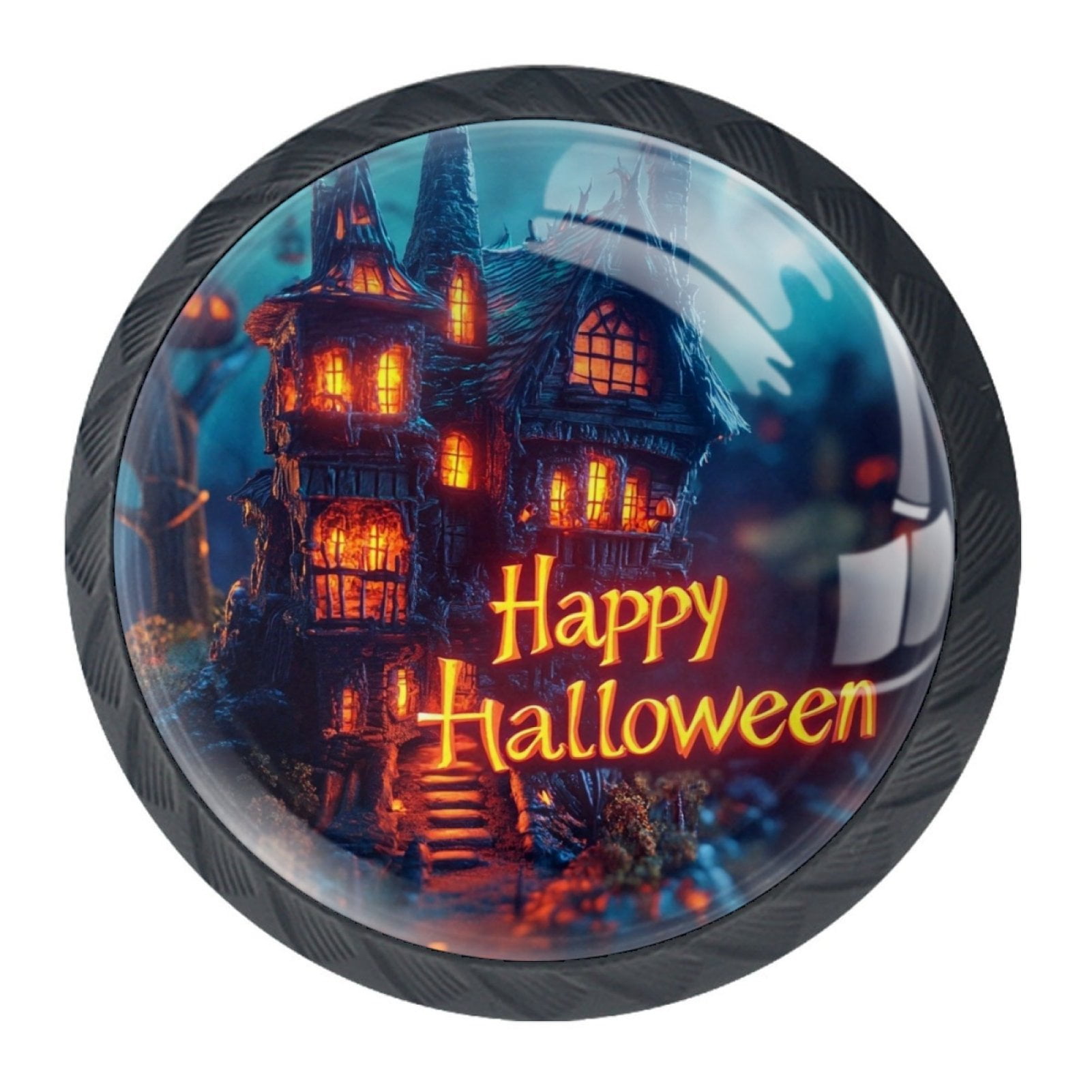 4 Pcs Happy Halloween Knobs for Kitchen Cabinet Cupboard Dresser Bookcase Drawer Pulls Handles Round Home Decor