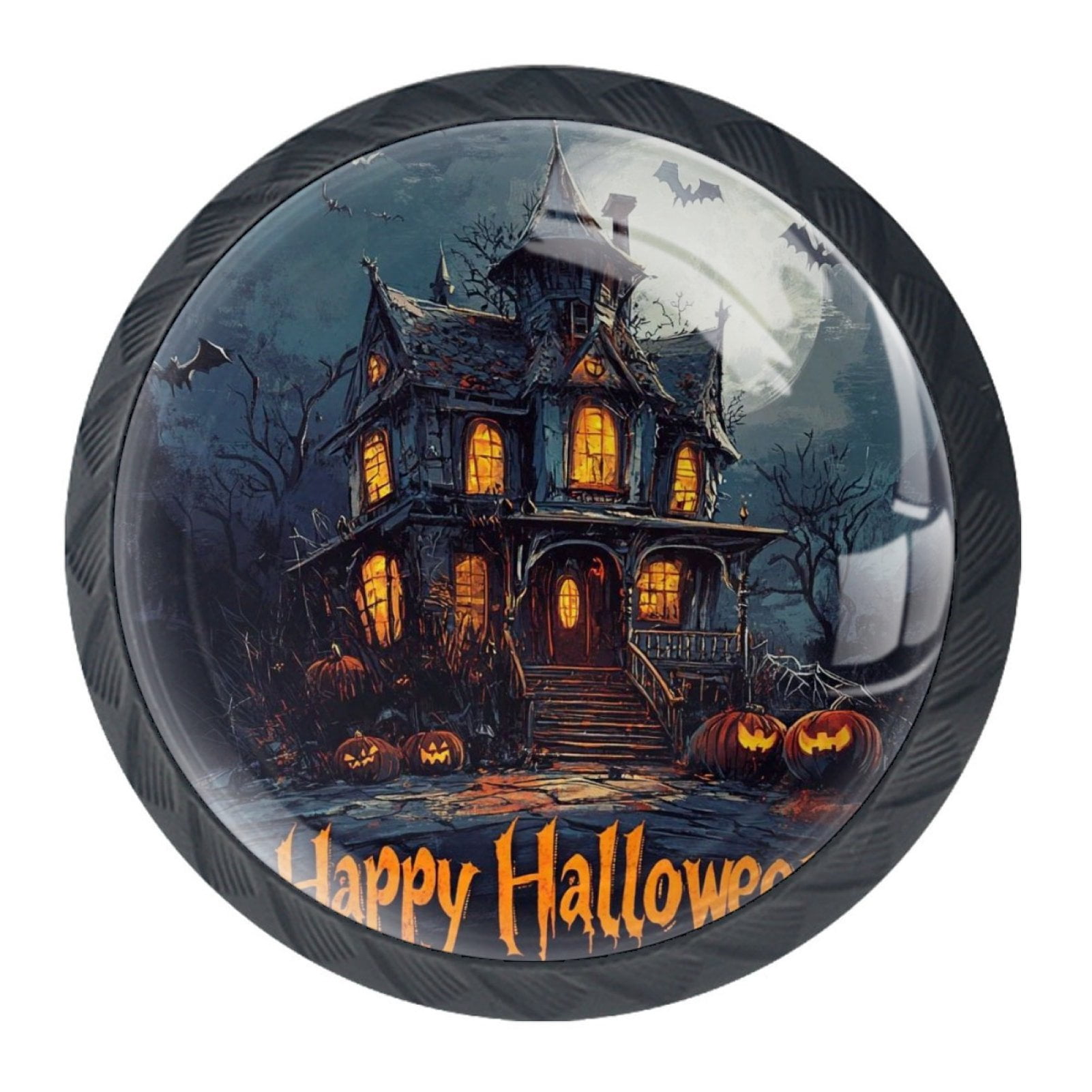 4 Pcs Happy Halloween Knobs for Kitchen Cabinet Cupboard Dresser Bookcase Drawer Pulls Handles Round Home Decor