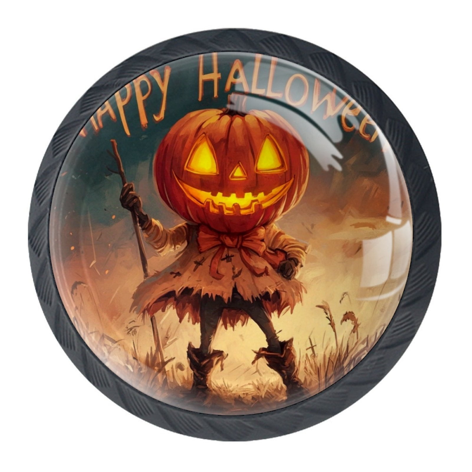 4 Pcs Happy Halloween Knobs for Kitchen Cabinet Cupboard Dresser Bookcase Drawer Pulls Handles Round Home Decor