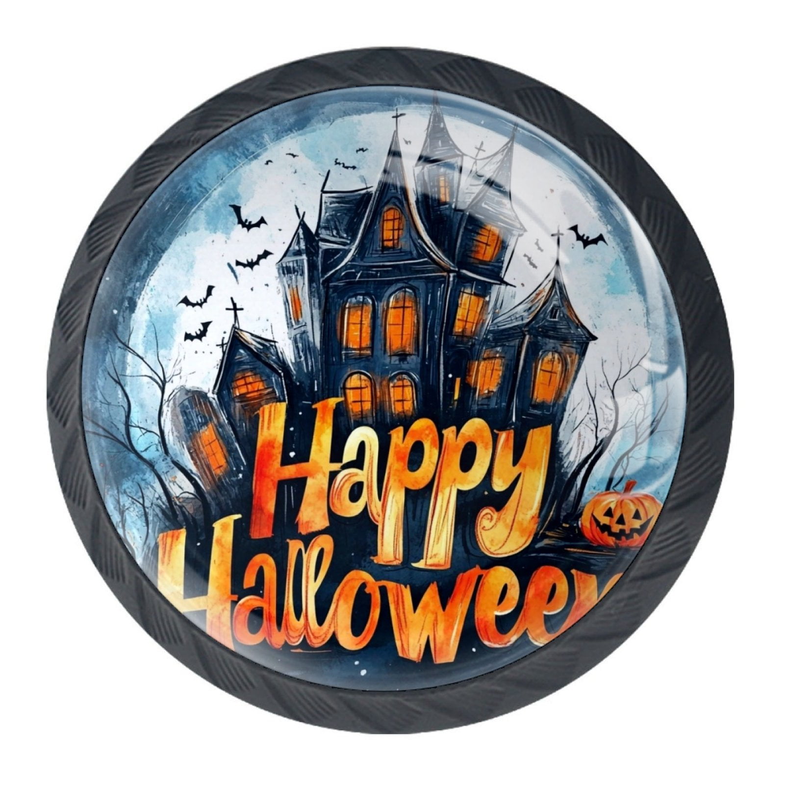 4 Pcs Happy Halloween Knobs for Kitchen Cabinet Cupboard Dresser Bookcase Drawer Pulls Handles Round Home Decor