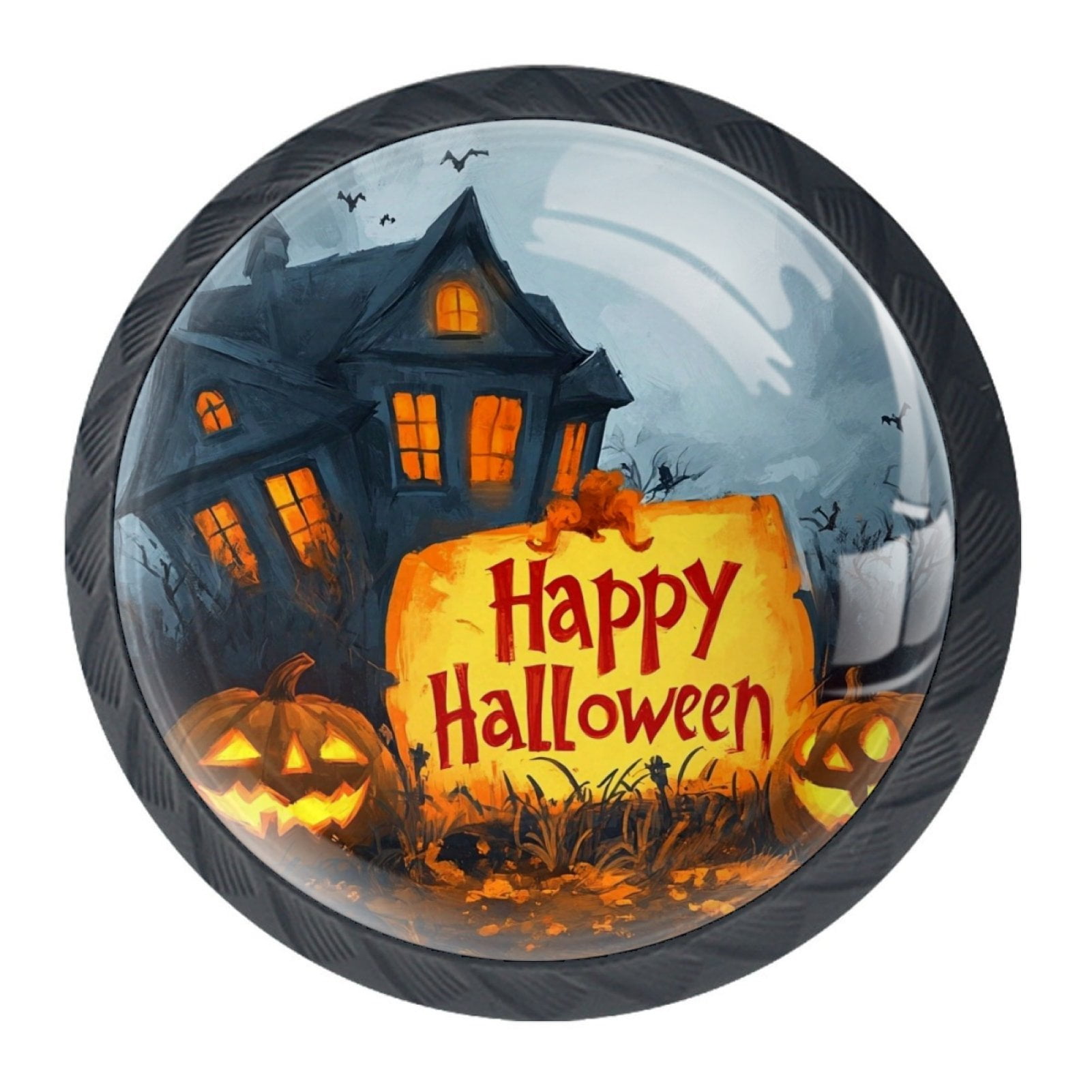 4 Pcs Happy Halloween Knobs for Kitchen Cabinet Cupboard Dresser Bookcase Drawer Pulls Handles Round Home Decor