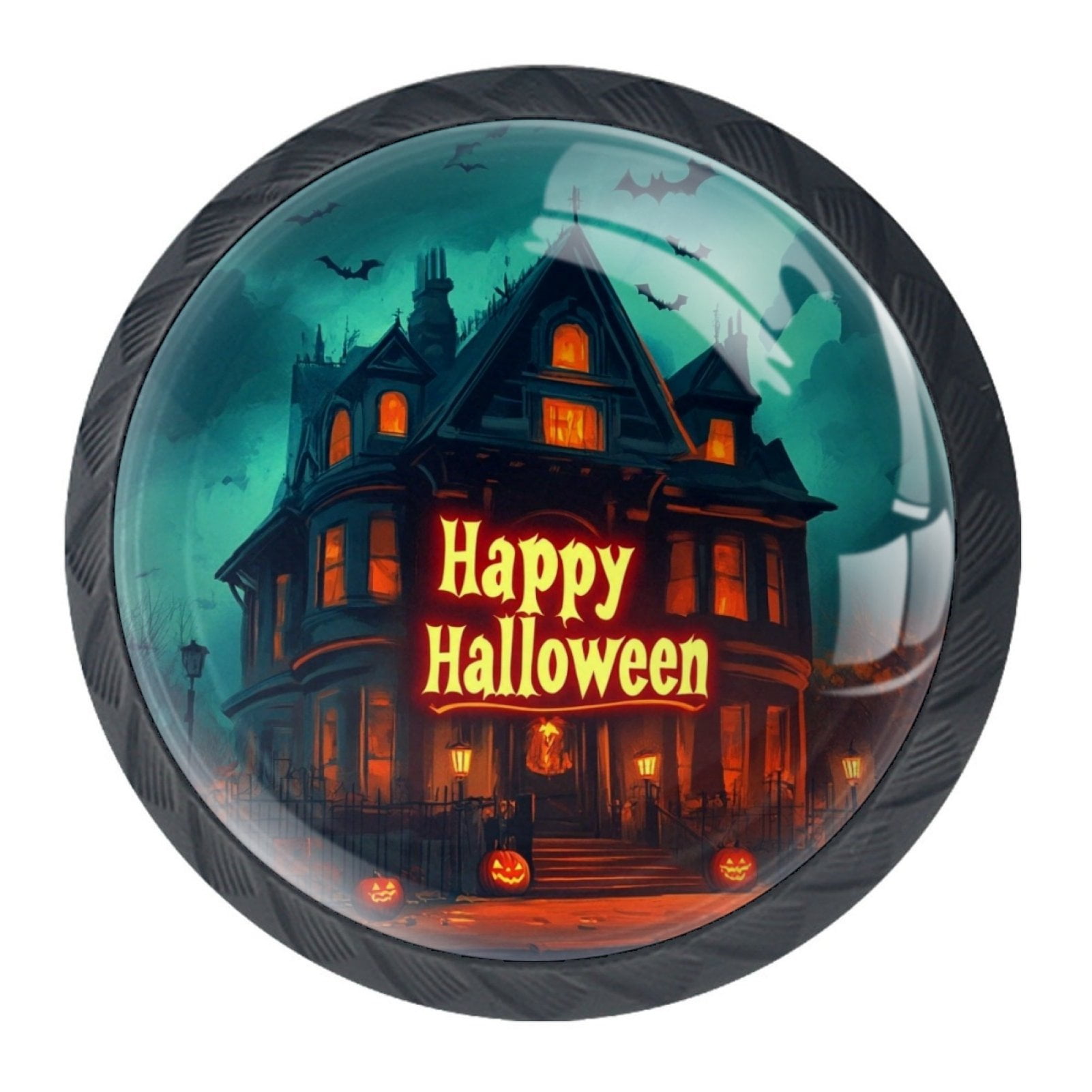 4 Pcs Happy Halloween Knobs for Kitchen Cabinet Cupboard Dresser Bookcase Drawer Pulls Handles Round Home Decor