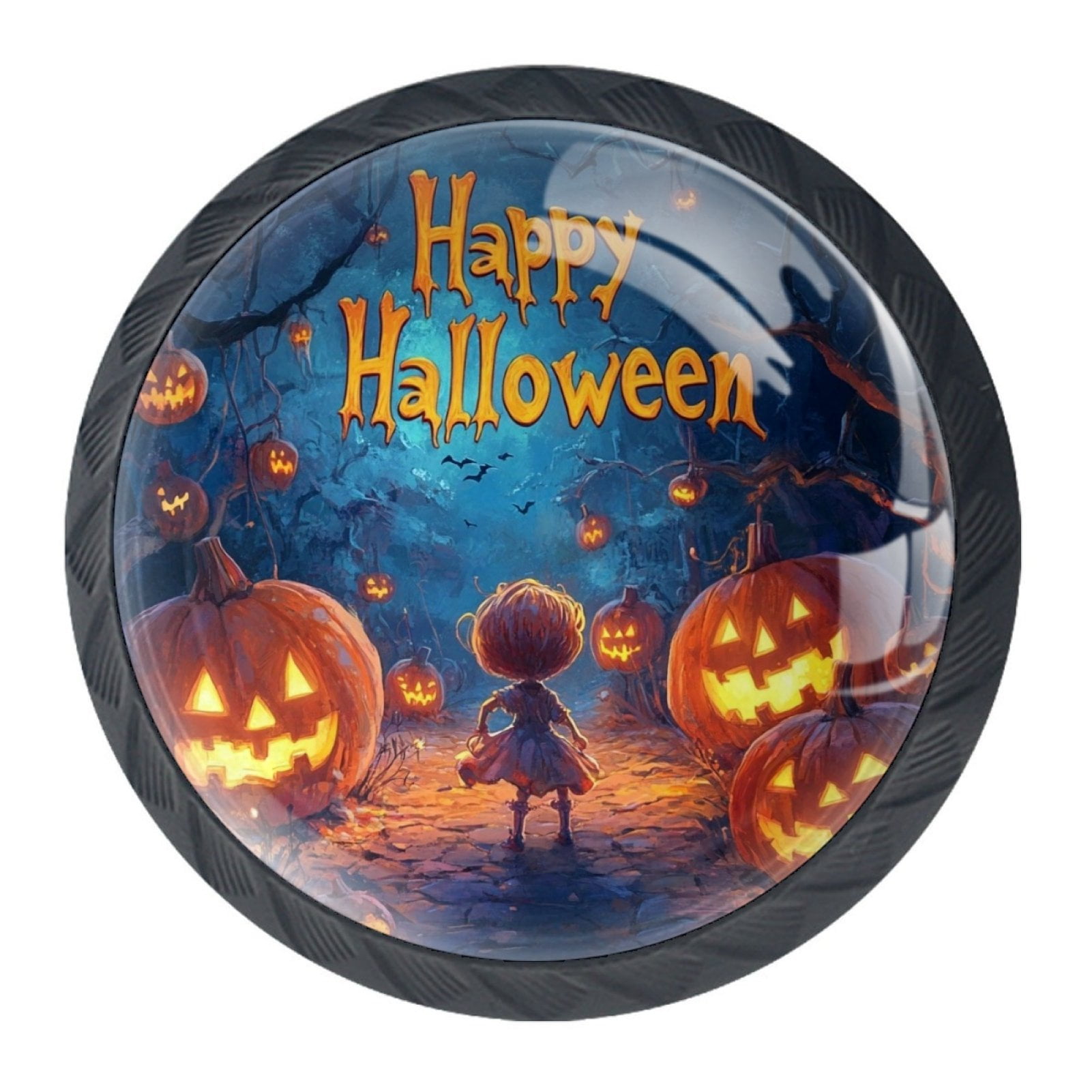 4 Pcs Happy Halloween Knobs for Kitchen Cabinet Cupboard Dresser Bookcase Drawer Pulls Handles Round Home Decor